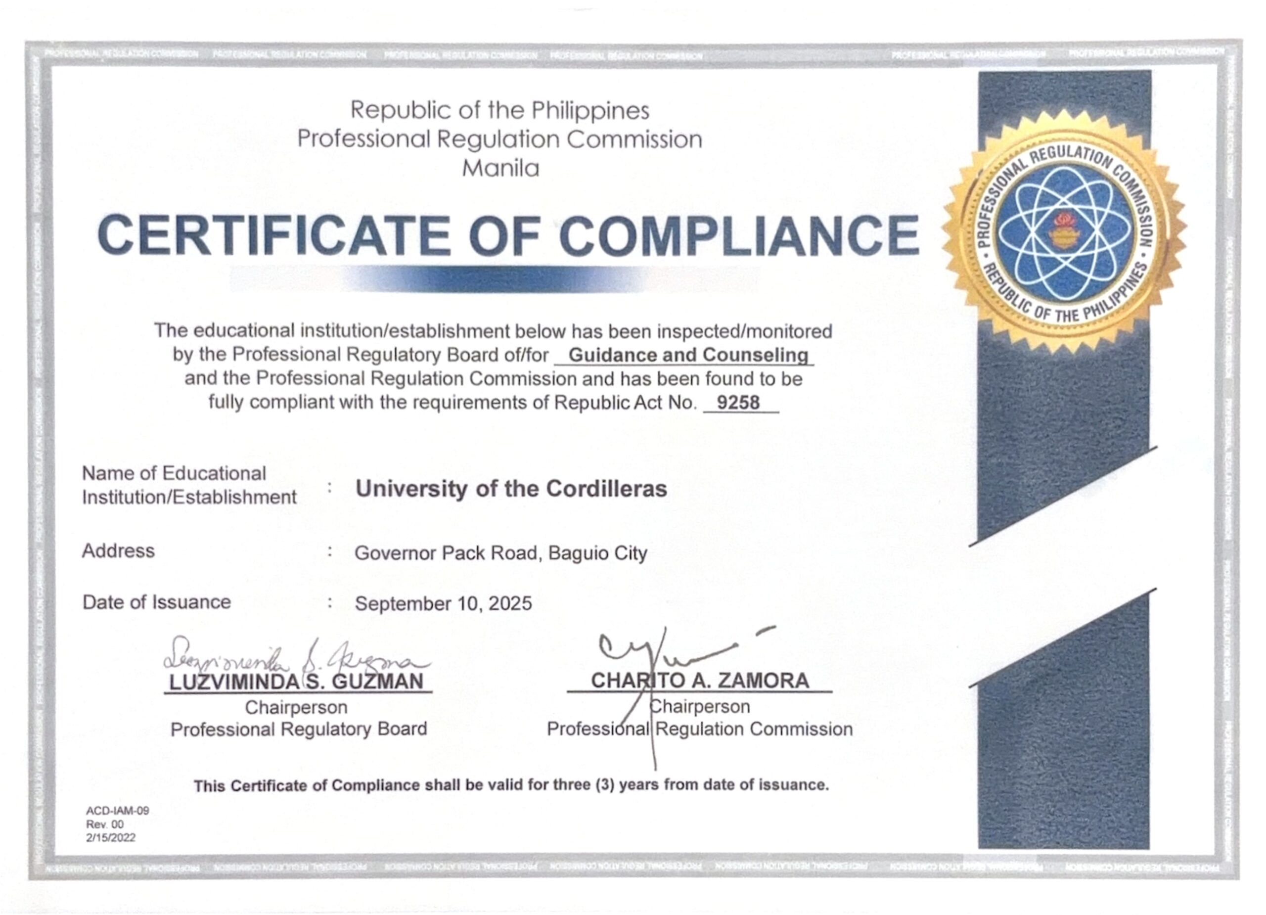 Strengthening Student Wellness: UC Guidance Services and Wellness Center Certified Compliant by PRC